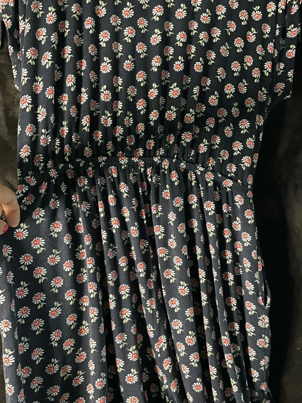 Lane Bryant Navy Romper with Pink/Orange Floral Print Size-14-16